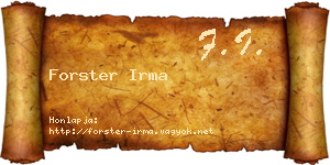 Forster Irma névjegykártya